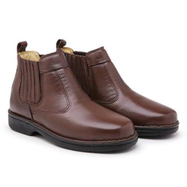 Imagem de Bota Botina em Couro Masculino Elástico Resistente Elegante Super Conf