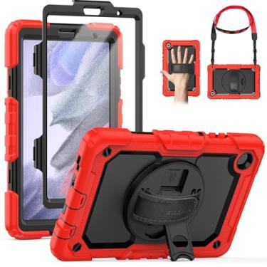 Imagem de SEYMAC Capa para Samsung Galaxy Tab A7 Lite de 8,7 polegadas (SM-T220/ T225/ T227), capa protetora resistente à prova de choque com protetor de tela, suporte giratório de 360°, alça de mão/ombro,