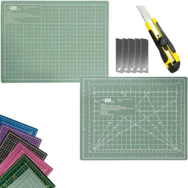 Imagem de Kit Base de Corte Dupla Face Multiuso Auto Regenerativa A4 30cm x 22cm Para Patchwork Artesanato Scrapbook Desenho Estilete Profissional Lamina Reserva (Tiffany)