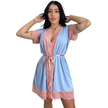 Imagem de Robe Feminino Noiva Sexy Renda Luxo Roupão de Banho Kimono Roupa de Do
