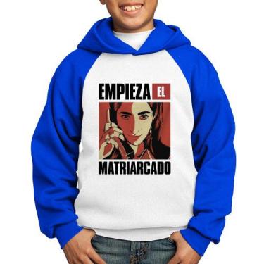 Imagem de Moletom Infantil Empieza el matriarcado - Foca na Moda, Branco, Azul, 