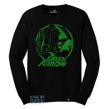 Imagem de Camiseta Manga Longa Arqueiro Verde Arrow Super Herói Blusa - KING OF 