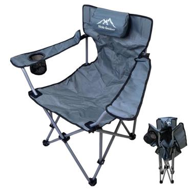 Imagem de Cadeira de Camping Dobravel Retratil Apoio de Braço Porta Copo Bolsa de Transporte Passeio Viagem Lazer Quintal Piscina Praia Sol Verao