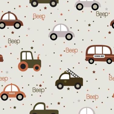 Imagem de Papel De Parede Baby Carrinhos Com Fundo Bege - 3,00x0,50m - DEKAL DEC