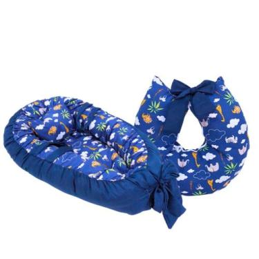 Imagem de kit Ninho Redutor de Berço + Almofada Amamentação Linha Safari - Jbaby