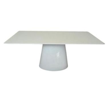 Imagem de Mesa de Jantar Cone Retangular 120x80 cm Base Oval Laca Branca Tampo L