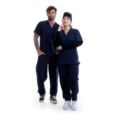 Imagem de Scrub Masculino Feminino Gabardine Uniformes Camisa e Calça  - Pronta 