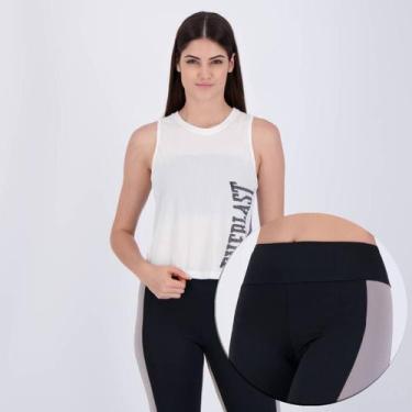 Imagem de Conjunto Calça Legging Preta e Regata Everlast Feminino Branca, P