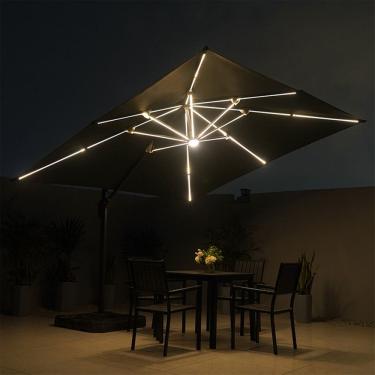Imagem de Ombrelone Guarda Sol Gold Led Alumínio 2,5 x 2,5 C/ Base em 100 L