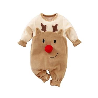 Imagem de ZHSKEUUN Meu Primeiro Natal Bebê Menino Menina Outift Infantil Manga Longa Macacão De Alce Recém-Nascido Fantasia De Rena Roupas De Papai Noel