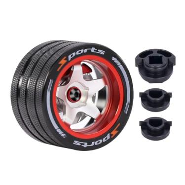 Imagem de Aluminum RC Hand Wheel Remote Control Steering Wheel Replacement Accessory RC Handwheel for Spektrum Futaba Flysky SANWA NB4 7PX X9 Transmitter Upgrade Accessories (Red Style 2)