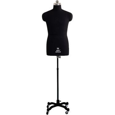 Imagem de Manequim de costura masculino, manequim de costureira alfaiate, manequim profissional para homens, forma de vestido para costura, manequim plus size sobre rodas, preto, L