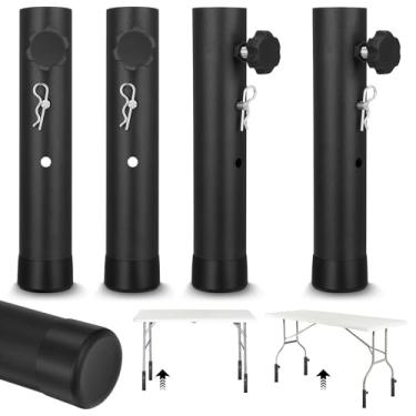 Imagem de MAQUITA Extensores de perna de mesa dobráveis, elevadores de perna de mesa dobráveis de aço altamente duráveis, extensões de perna de mesa para pernas retas e dobradas, extensores de altura de mesa