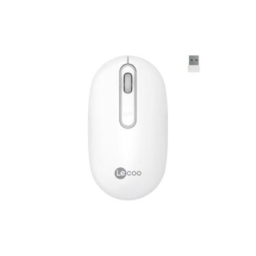 Imagem de Lecoo Mouse sem fio WS207WH Branco, com Bateria recarregavel, ambidestro, ergonomico conectividade Wireles 2.4ghz 1600 DPI, 4 Botoes