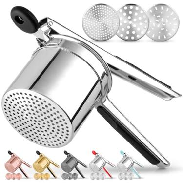 Imagem de Zulay Kitchen Arroz de Batata Grande Premium de 15 Onças, Espremedor de Batata Profissional de Aço Inoxidável Resistente e Ferramenta de Cozinha de Espremedor, Utensílio de Cozinha para Prensar e Amas