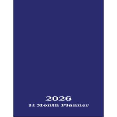 Imagem de 2026 14 Month Simple Calendar Planner 8.5" x 11" Classic Glossy Royal Dark Blue Cover: Book Includes December 2025 - January 2027