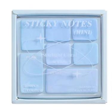 Imagem de 1 peça de notas adesivas pequenas azul menta, conjunto de 4 estilos, cores pastel, material escolar fofo, remoção rápida, notas autoadesivas para escritório, escola, blocos de anotações pessoais