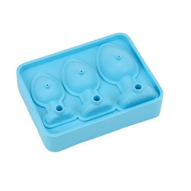 Imagem de Molde de bandeja de cubo de gelo grande em forma de silicone para uísque, coquetel, suco e muito mais - Compatível com copo Stanley (Azul)