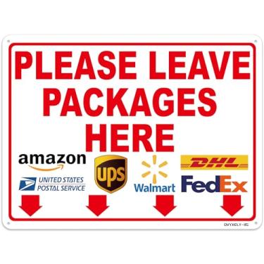 Imagem de Envie todos os pacotes aqui, placa de entrega para motorista de entrega 23 x 30 cm, instruções de entrega para meus pacotes para Amazon USPS UPS Walmart DHL Fedex, placa de entrega de alumínio