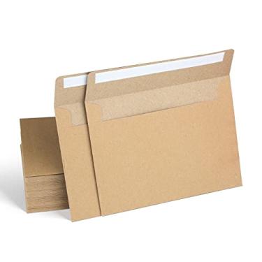 Imagem de Pacote com 100 envelopes Kraft, envelopes de convite A4, casamento, chá de bebê, envelopes kraft marrons para personalizar cartões de presente, festa de aniversário, envelopes 10 x 6 para convites