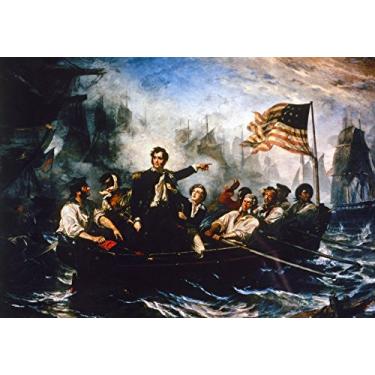 Imagem de Perry Naval Battle 1813 Noliver Hazard Perry Deixando Seu Flagship Badly Damaged The Lawrence For The Niagara To Continue Lutando contra os britânicos na Batalha do Lago Erie 10 Setembro 1813 Pintura