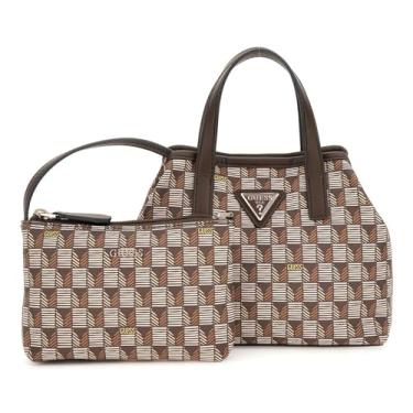 Imagem de GUESS Mini bolsa G Wave, logotipo marrom, Logotipo marrom, One Size