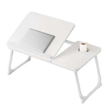 Imagem de Mesa de laptop para cama, suporte ajustável para laptops com 5 ângulos ajustáveis, bandeja de colo portátil com suporte de copo, bandeja de mesa para laptop para comer, trabalhar, escrever leitura