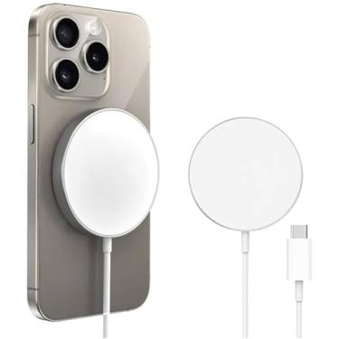 Imagem de Carregador Magnético Wireless para iPhone 11 ao 15 - Rápido, Seguro e Compatível com MagSafe!