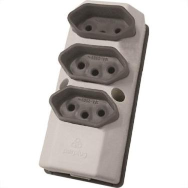 Imagem de Tomada Barra Perlex Tripla 2 Polos +Terra 20A Cinza 2120/2