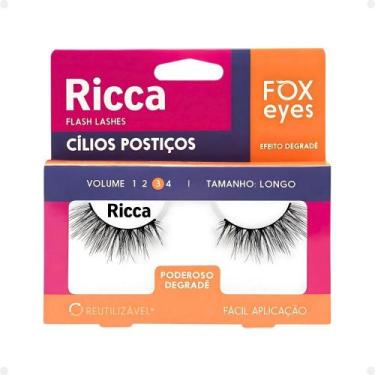 Imagem de Cílios Postiços Ricca Belliz Fox Eyes Poderoso Degradê Vol:3 Longo Cód