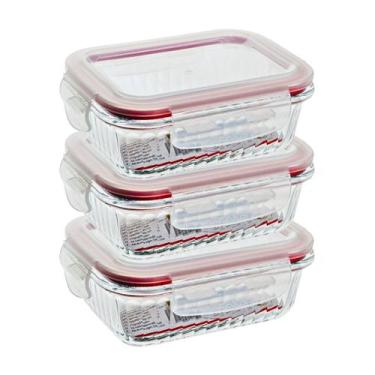 Imagem de 3 Pote Hemertico Vidro Frezzer Micro-ondas Organizador 1520ml - Belo V