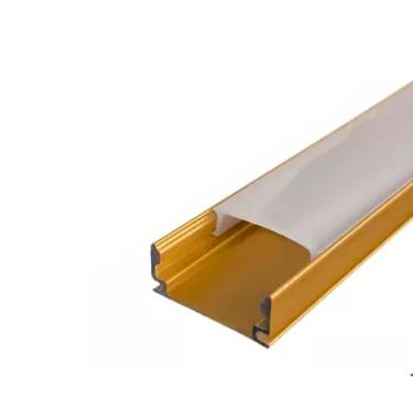 Imagem de Perfil Aluminio De Led Sobrepor Slim 17x7mm Com 2 Metros Gold