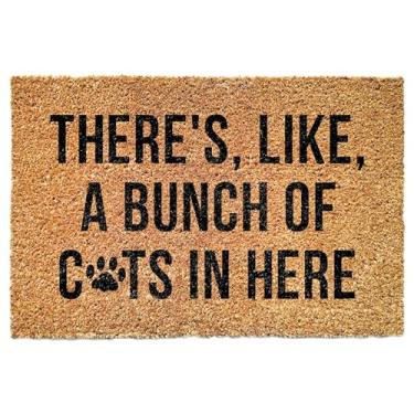 Imagem de Emily gift Capacho There's Like A Bunch of Cats in Here - Capacho de gato - Capacho engraçado - Tapete engraçado - Esperamos que você goste de gatos - Tapete de boas-vindas - Tapete engraçado