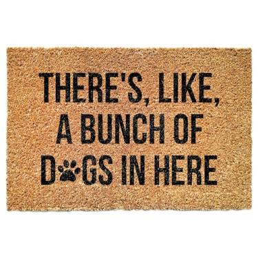 Imagem de Emily gift Capacho There's Like A Bunch of Dogs in Here - Capacho de cachorro - Capacho engraçado - Tapete engraçado - Esperamos que você goste de cães - Tapete de boas-vindas - Tapete engraçado