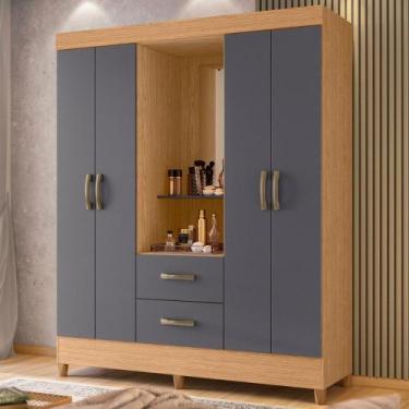 Imagem de Guarda Roupa Casal Capelinha 4 Portas 2 Gavetas Mobi Albatroz, Freijo/