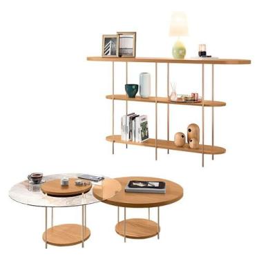 Imagem de Aparador Infinity e Kit Mesa de Centro Sky Cinamomo  HB Móveis - HB Mo