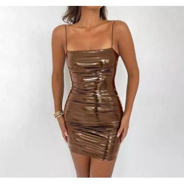 Imagem de G1906-Vestido Festa Balada Sexy Tubinho Vinil Brilho Luxo 20s08 - XUMI