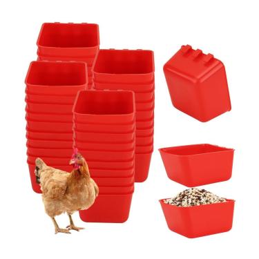Imagem de Alimentador de Frango, Alojador, Tigelas de Alimentação Penduradas 10pcs, Plástico Espessado para Alimentação Recipiente para Hamsters de Estimação Pombas Papagaio Dencas de