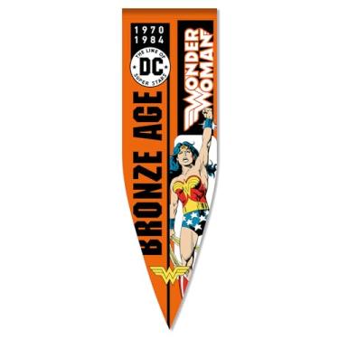 Imagem de Bandeira da Mulher Maravilha, uma peça, bandeira pendurada de super-herói, bandeiras de flâmula de 45,7 x 140 cm, decoração de quarto de casa de festa de aniversário (Mulher Maravilha)