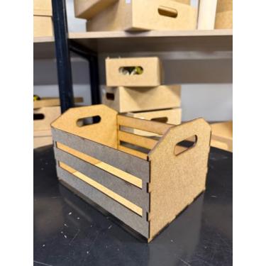Imagem de Caixa Tipo Caixote Feira MDF com Alça (20x14x9) – Estilo Rústico Multiuso para Kits, Presentes e Decoração