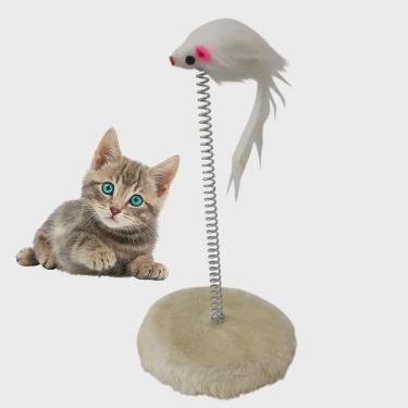 Imagem de Arranhador Gato Pet Ratinho Mola Guizo Felino Brinquedo Interativo Lazer Diversao Entretenimento Animal de Estimaçao