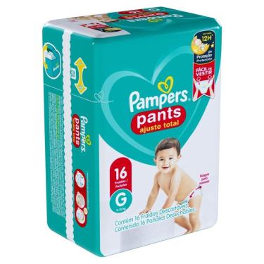 Imagem de Fralda Descartável Pampers Pants Ajuste Total Tamanho G - 8 Pacotes com 16 Fraldas - Total 128 Tiras