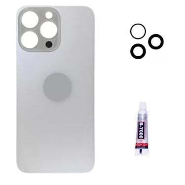Imagem de Tampa Traseira De Vidro Para iPhone 15 Pro Max Branca + Cola 3ml + Lente