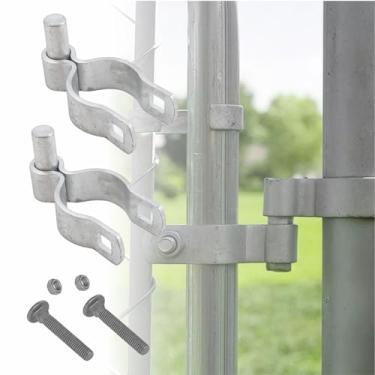 Imagem de Dobradiças de poste de portão de cerca de elo de corrente - Aço galvanizado resistente, ferragem de portão externo resistente à corrosão com parafuso e porca, 2 peças (1-5/20.3 cm)