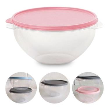 Imagem de Pote de Plástico Hermético 500ml Marmita C/ Tampa Bowl Redondo Tijela 