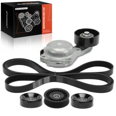Imagem de A-Premium Kit de correia de transmissão serpentina do motor com tensor e polia intermediária compatível com Ford 2004 F-150, 2005-2006 Expedition, Mustang 2005-2006 & Lincoln 2005-2006 Navigator, V8