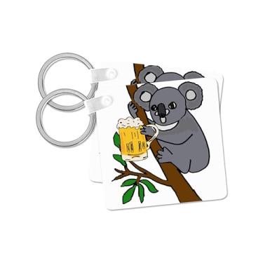 Imagem de 3dRose Chaveiro divertido e fofo urso coala bebendo cerveja (kc_260807_1)