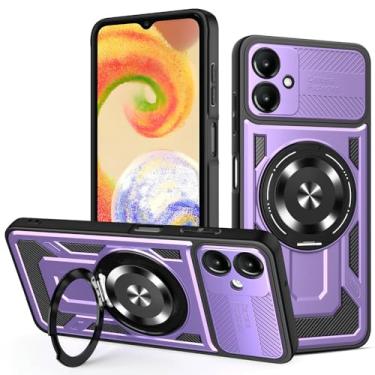 Imagem de Kukoufey Capa compatível com Samsung Galaxy F06 5G / Galaxy M06 5G SM-M066B/DS, compatível com MagSafe, suporte magnético giratório de 360 graus, capa de telefone antirqueda roxa