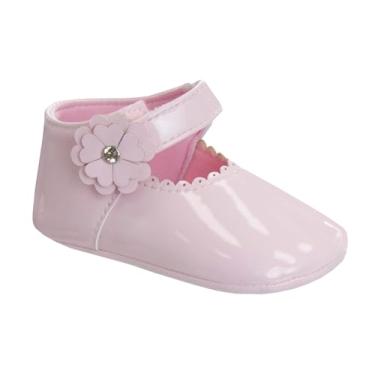Imagem de Josmo Baby Girls Vestido de casamento princesa com laço de flor e sola macia Mary Jane Sapatilhas para bebês recém-nascidos leves tamanho 2-4 infantil, Patente rosa, 16