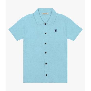 Imagem de Camisa Infantil Menino Em Linho Trick Nick Azul, 4, Azul